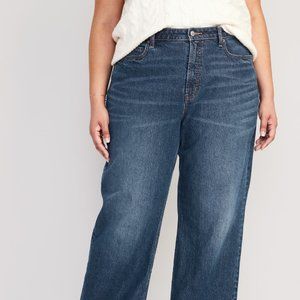 OLD NAVY Curvy Extra High-Waisted Wide-Leg Jeans, Size: 22, Color: Bedford